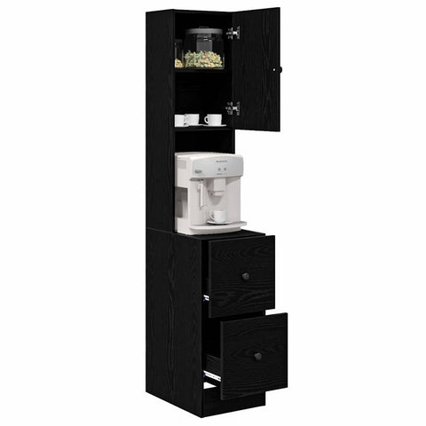 vidaXL Kitchen Cabinet with Drawer with Shelf with Storage with Door Black oak Engineered wood