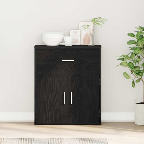 vidaXL Sideboard with Drawer with Shelf Black oak 60 x 31 x 70 cm Engineered wood