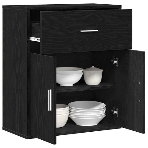 vidaXL Sideboard with Drawer with Shelf Black oak 60 x 31 x 70 cm Engineered wood