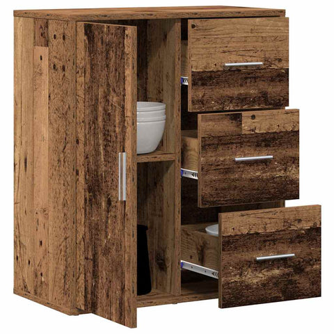vidaXL Sideboard with Drawer with Shelf with Storage with Door Old wood 60 x 31 x 70 cm Engineered wood