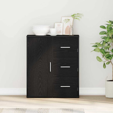 vidaXL Sideboard with Drawer with Shelf Black oak 60 x 31 x 70 cm Engineered wood