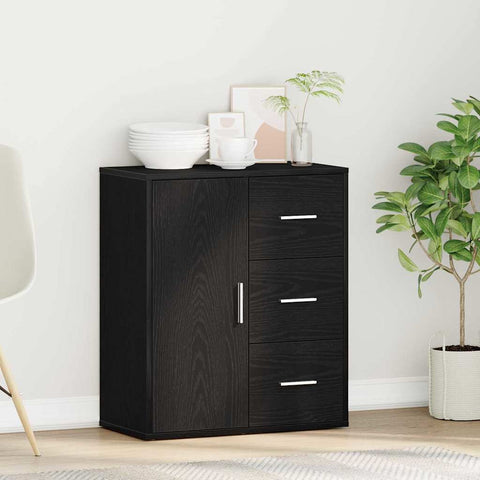 vidaXL Sideboard with Drawer with Shelf Black oak 60 x 31 x 70 cm Engineered wood