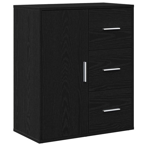 vidaXL Sideboard with Drawer with Shelf Black oak 60 x 31 x 70 cm Engineered wood