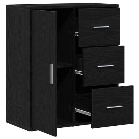 vidaXL Sideboard with Drawer with Shelf Black oak 60 x 31 x 70 cm Engineered wood