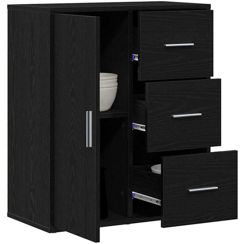 vidaXL Sideboard with Drawer with Shelf Black oak 60 x 31 x 70 cm Engineered wood