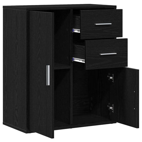 vidaXL Sideboard with Drawer with Shelf Black oak 60 x 31 x 70 cm Engineered wood