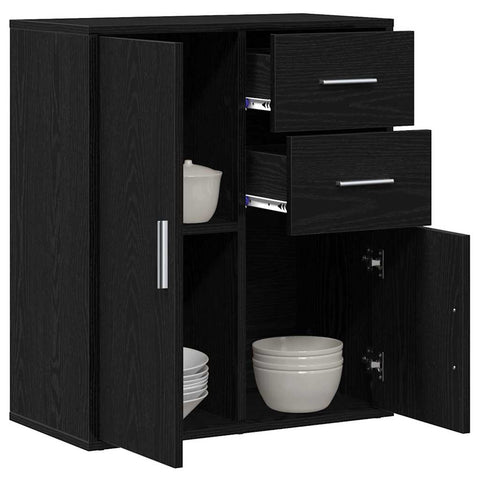 vidaXL Sideboard with Drawer with Shelf Black oak 60 x 31 x 70 cm Engineered wood