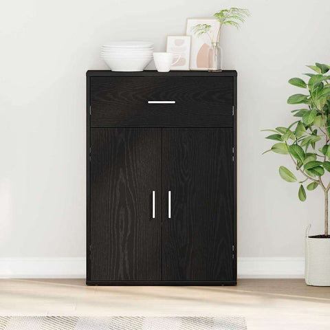 vidaXL Sideboard with Drawer with Shelf with Storage with Door Black oak Engineered wood