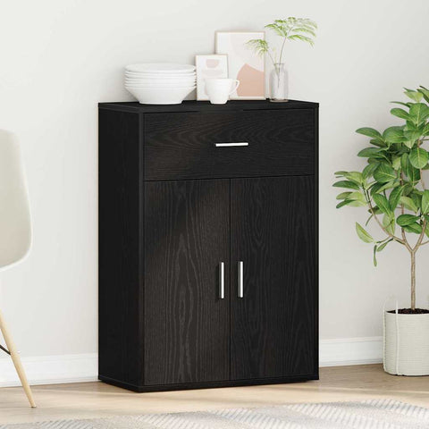 vidaXL Sideboard with Drawer with Shelf with Storage with Door Black oak Engineered wood