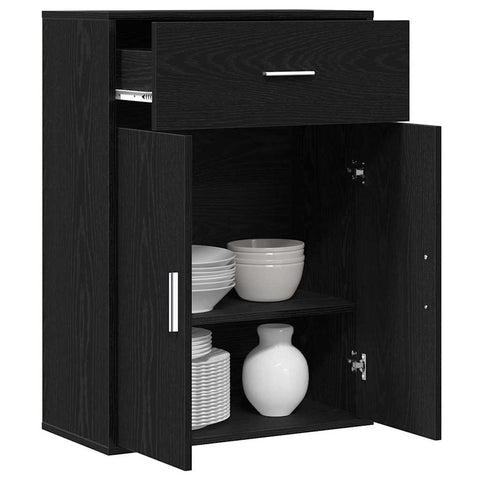 vidaXL Sideboard with Drawer with Shelf with Storage with Door Black oak Engineered wood
