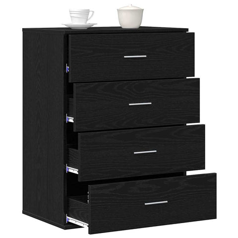 vidaXL Sideboard with Drawer with Storage Black oak Engineered wood