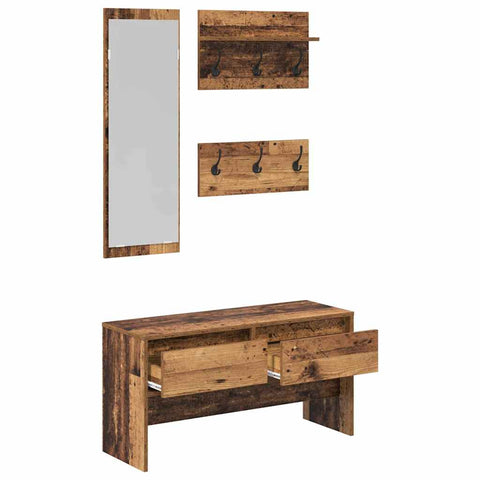 vidaXL Hallway Furniture Set with Drawer Old wood 90 x 31 x 46.5 cm