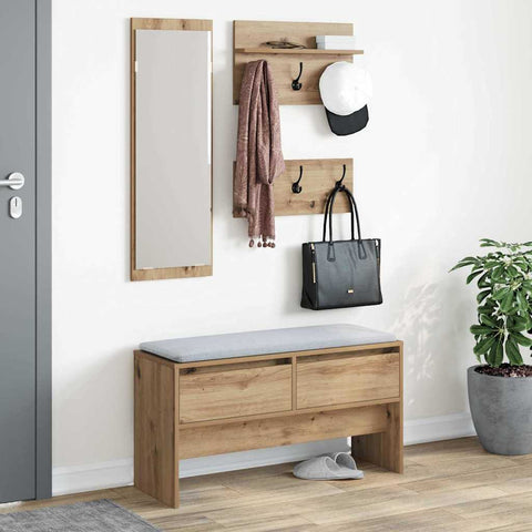 vidaXL Hallway Furniture Set 4 pcs Black oak 90 x 31 x 46.5 cm