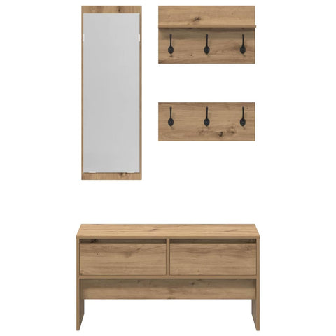 vidaXL Hallway Furniture Set 4 pcs Black oak 90 x 31 x 46.5 cm