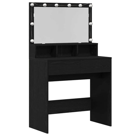 vidaXL Dressing Table Black oak 80 x 41 x 134.5 cm Engineered Wood