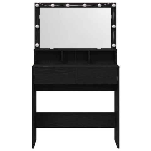 vidaXL Dressing Table Black oak 80 x 41 x 134.5 cm Engineered Wood