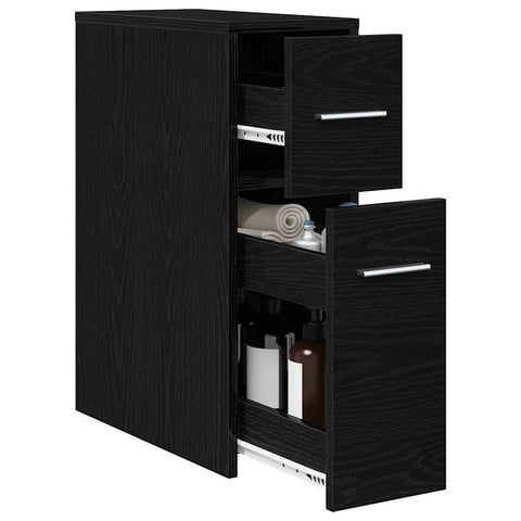 vidaXL Bathroom Furniture Set Wall-mounted Black Oak 22 x 44 x 61.5 cm
