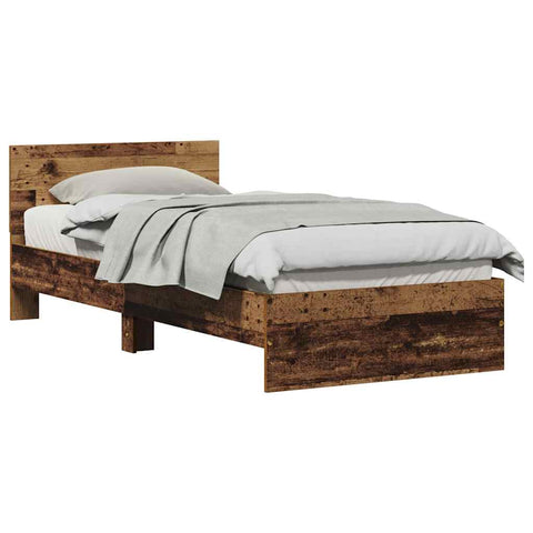 vidaXL Bed Frame with Headboard Old wood 90 x 200 cm Engineered Wood