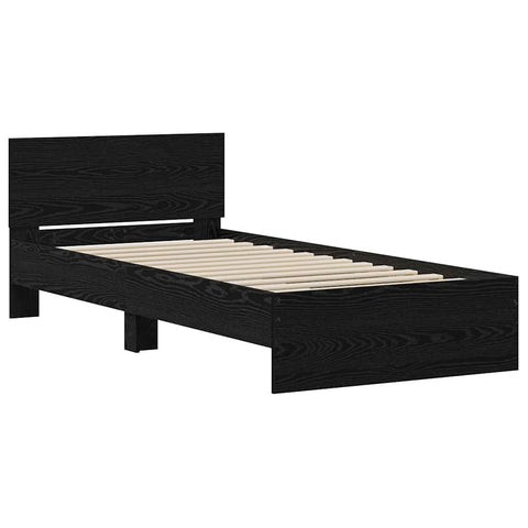 vidaXL Bed Frame with Headboard Black Oak 90 x 200 cm Engineered Wood