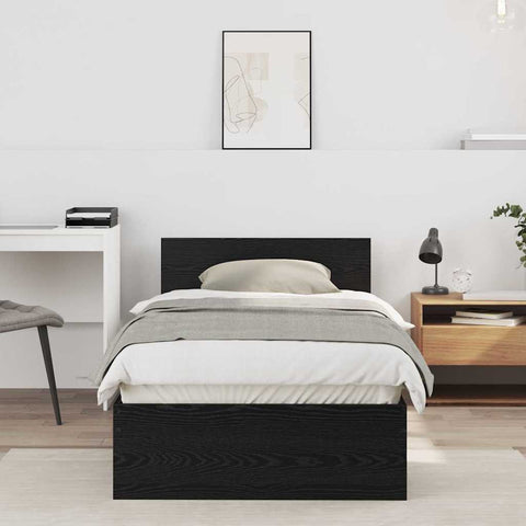vidaXL Bed Frame with Headboard Black oak 75 x 190 cm Engineered Wood