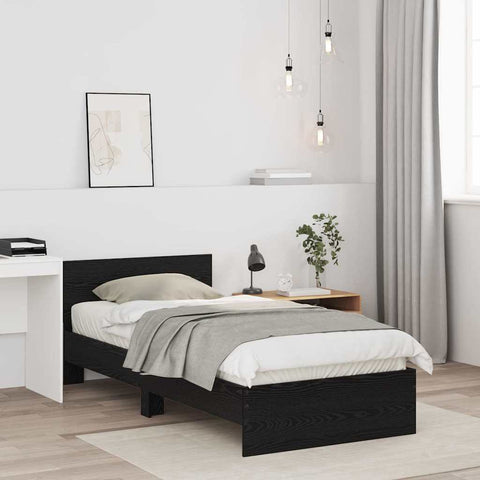 vidaXL Bed Frame with Headboard Black oak 75 x 190 cm Engineered Wood