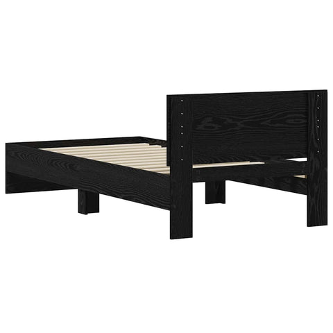 vidaXL Bed Frame with Headboard Black oak 75 x 190 cm Engineered Wood