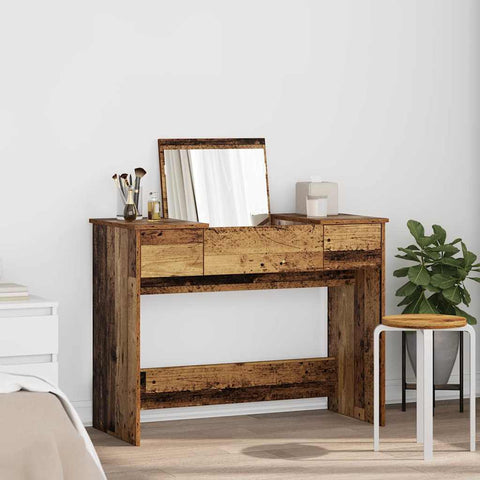 vidaXL Dressing Table with Mirror Old Wood 100x45x76 cm