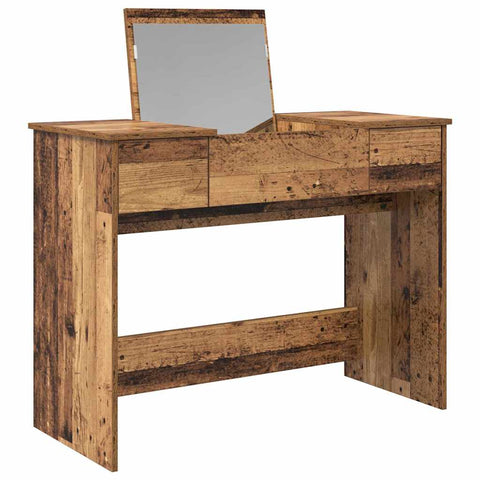 vidaXL Dressing Table with Mirror Old Wood 100x45x76 cm