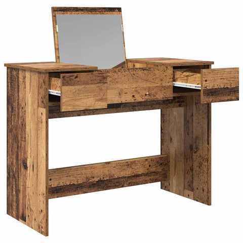 vidaXL Dressing Table with Mirror Old Wood 100x45x76 cm