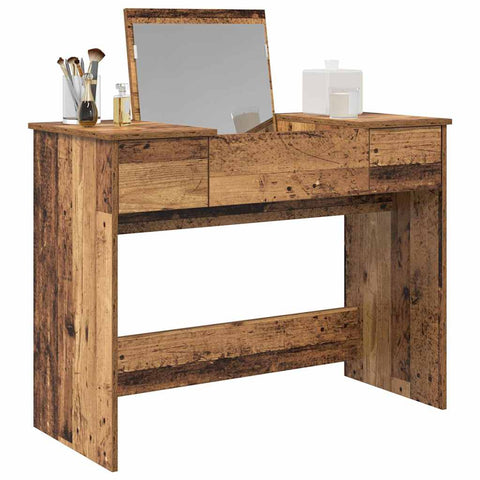 vidaXL Dressing Table with Mirror Old Wood 100x45x76 cm