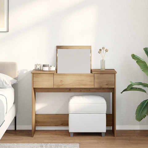 vidaXL Dressing Table with Mirror Artisan Oak 100x45x76 cm