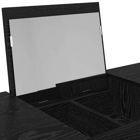 vidaXL Dressing Table with Mirror Black Oak 100x45x76 cm