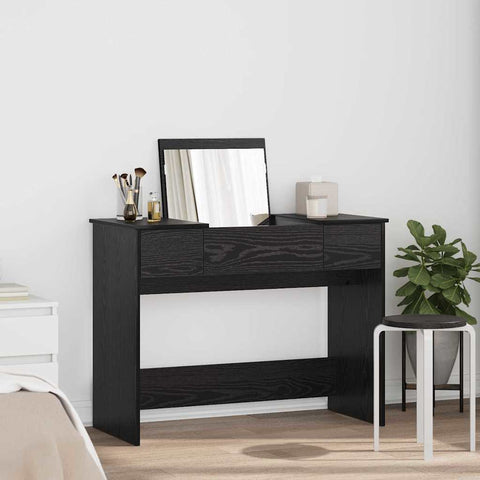 vidaXL Dressing Table with Mirror Black Oak 100x45x76 cm