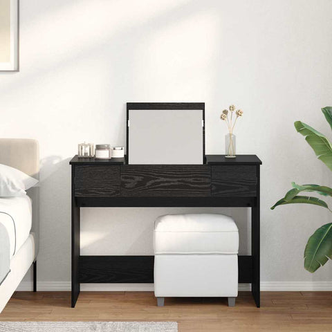 vidaXL Dressing Table with Mirror Black Oak 100x45x76 cm