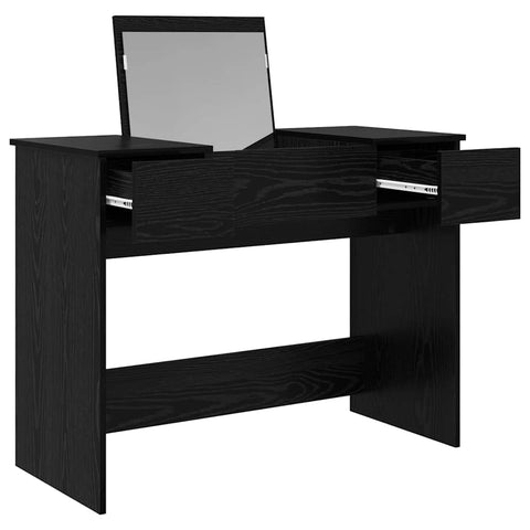 vidaXL Dressing Table with Mirror Black Oak 100x45x76 cm