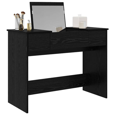 vidaXL Dressing Table with Mirror Black Oak 100x45x76 cm