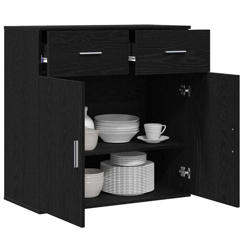 vidaXL Sideboard with Drawer with Shelf with Storage with Door Black oak Engineered wood