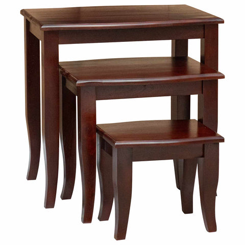 vidaXL Nesting Side Tables 3 pcs Brown Solid Mahogany Wood
