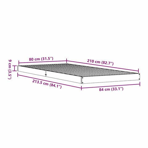 vidaXL Floor Bed Frame White 80x210 cm Solid Wood Pine