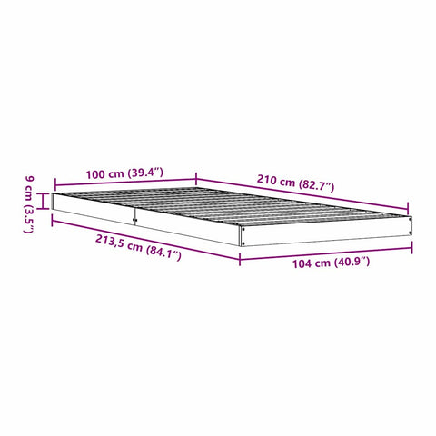 vidaXL Floor Bed Frame White 100 x 210 cm Solid Pine wood