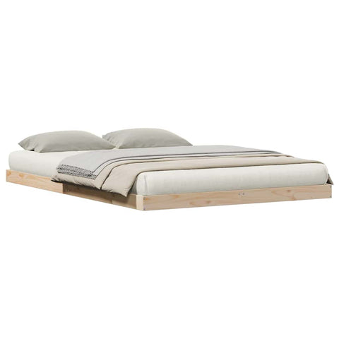 vidaXL Floor Bed Frame Natural 140 x 210 cm Solid Pine wood