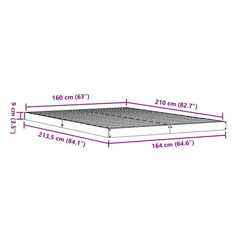 vidaXL Floor Bed Frame Natural 160 x 210 cm Solid Pine wood