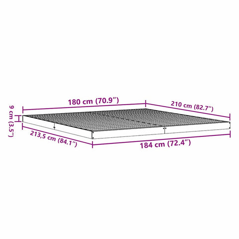 vidaXL Floor Bed Frame Natural 180 x 210 cm Solid Pine wood