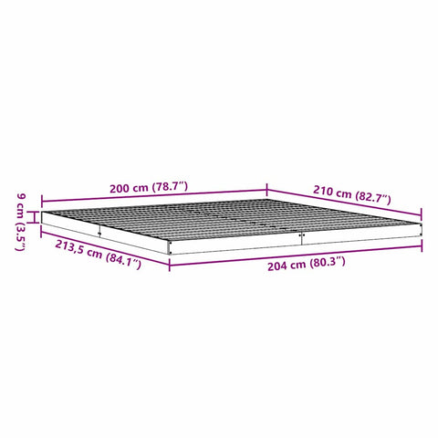 vidaXL Floor Bed Frame Natural 200 x 210 cm Solid Pine wood