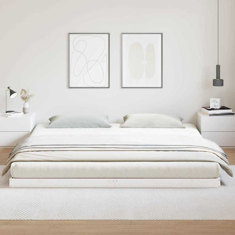 vidaXL Floor Bed Frame White 200 x 210 cm Solid Pine wood