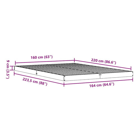 vidaXL Floor Bed Frame Natural 160 x 220 cm Solid Pine wood