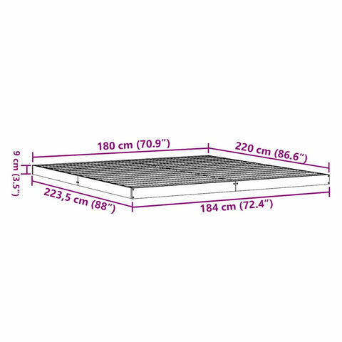 vidaXL Floor Bed Frame White 180 x 220 cm Solid Pine wood