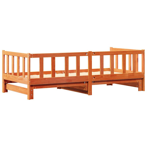 vidaXL Day bed with Trundle Wax brown 90 x 200 cm Solid wood pine