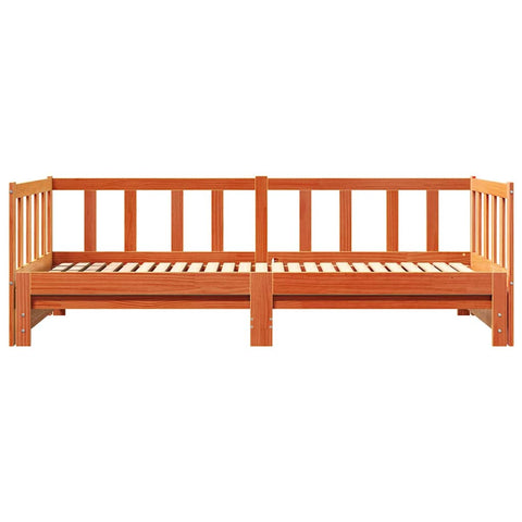 vidaXL Day bed with Trundle Wax brown 90 x 200 cm Solid wood pine