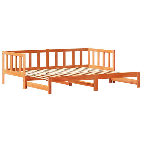 vidaXL Day bed with Trundle Wax brown 90 x 200 cm Solid wood pine